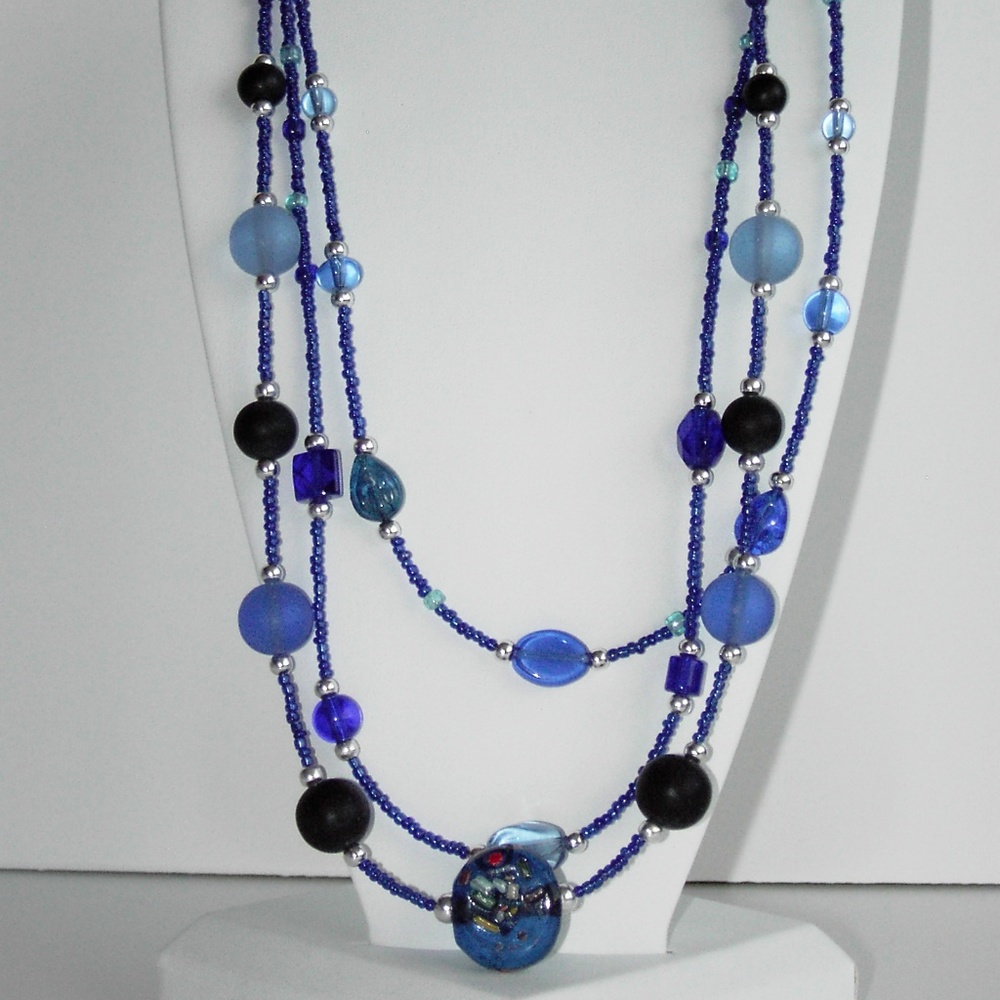 Lampwork silver plated 18" necklace (#391)